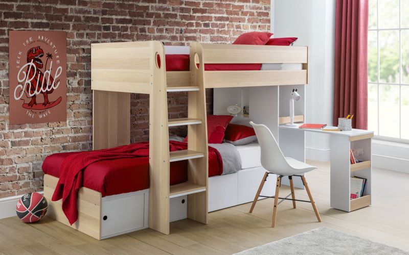 Eclipse Bunk Bed - Oak / White